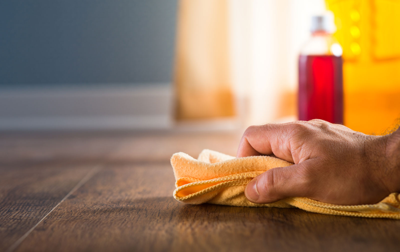 cleaning the floor